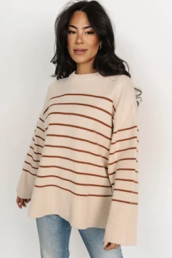 Hot Baltic Born Emerson Stripe Knit Sweater | Beige + Camel