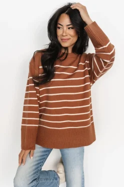 Fashion Baltic Born Emerson Stripe Knit Sweater | Dark Camel + Ivory