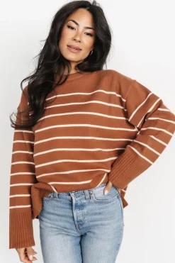 Fashion Baltic Born Emerson Stripe Knit Sweater | Dark Camel + Ivory