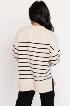 Sale Baltic Born Emerson Stripe Knit Sweater | Ivory + Black