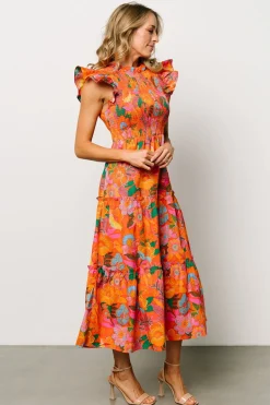 New Baltic Born Emily Smocked Tier Dress | Orange Floral
