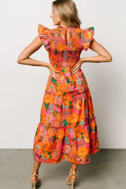 New Baltic Born Emily Smocked Tier Dress | Orange Floral