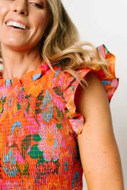 New Baltic Born Emily Smocked Tier Dress | Orange Floral