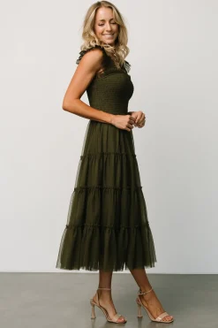 Fashion Baltic Born Emma Smocked Tulle Dress | Dark Olive