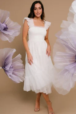 New Baltic Born Emma Smocked Tulle Dress | Off White