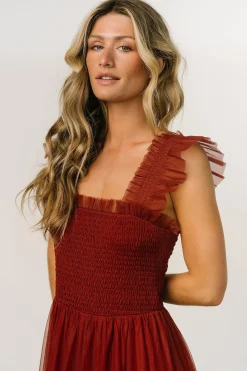 Sale Baltic Born Emma Smocked Tulle Dress | Oxblood
