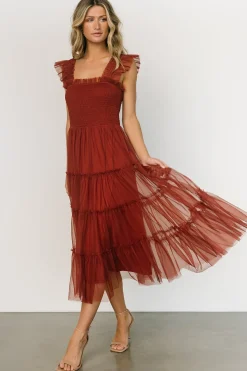 Sale Baltic Born Emma Smocked Tulle Dress | Oxblood