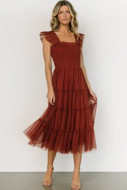 Sale Baltic Born Emma Smocked Tulle Dress | Oxblood