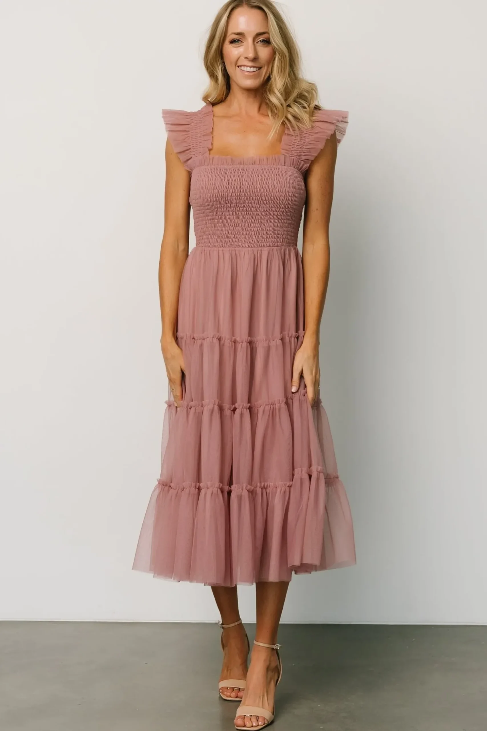 Hot Baltic Born Emma Smocked Tulle Dress | Dusty Rose