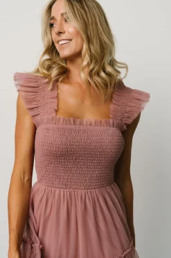 Hot Baltic Born Emma Smocked Tulle Dress | Dusty Rose