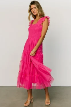 Sale Baltic Born Emma Smocked Tulle Dress | Hot Pink