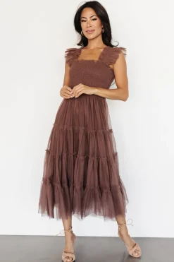 Sale Baltic Born Emma Smocked Tulle Dress | Brown