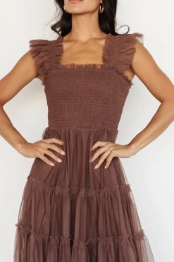 Sale Baltic Born Emma Smocked Tulle Dress | Brown