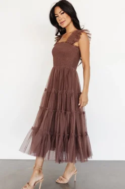 Sale Baltic Born Emma Smocked Tulle Dress | Brown