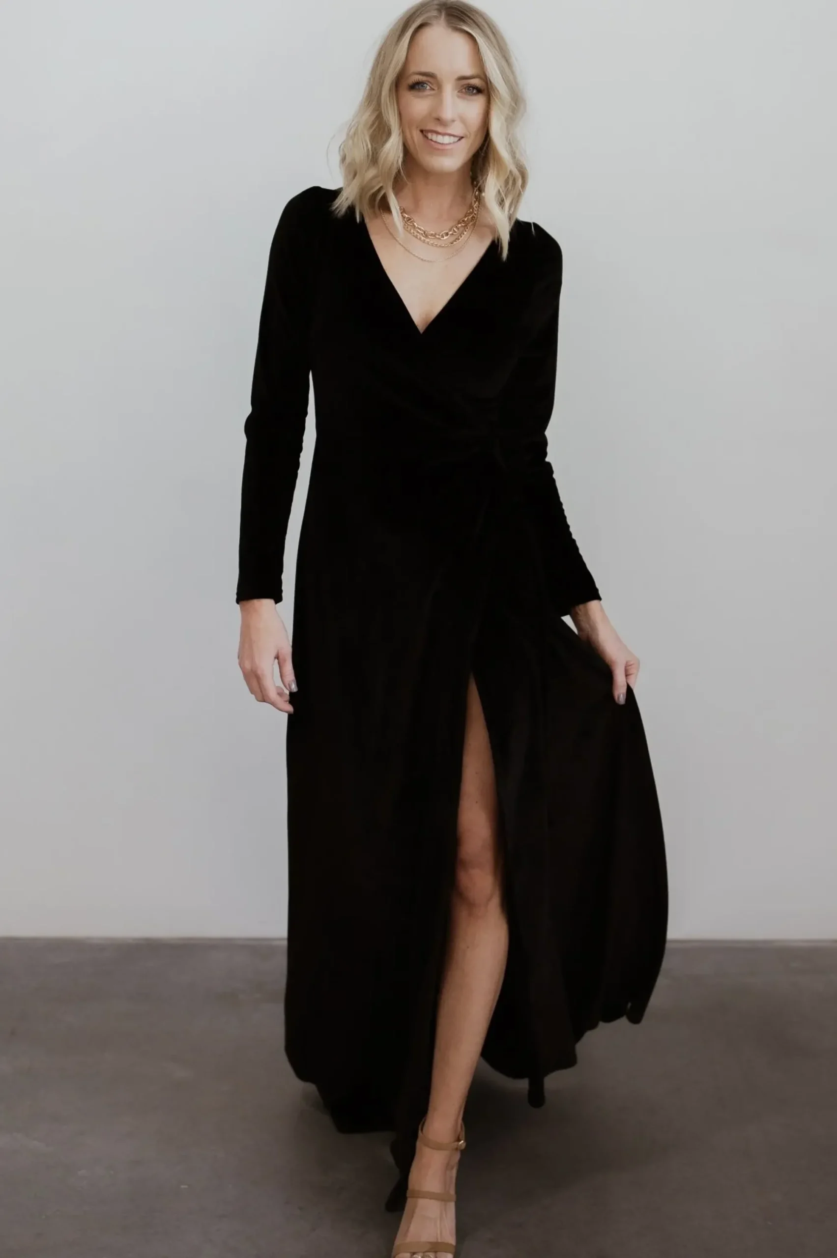 Online Baltic Born Esmerelda Velvet Wrap Maxi Dress | Black