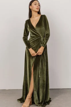 Discount Baltic Born Esmerelda Velvet Wrap Maxi Dress | Olive