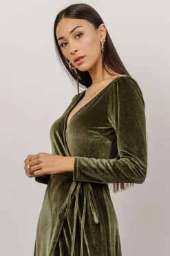 Discount Baltic Born Esmerelda Velvet Wrap Maxi Dress | Olive