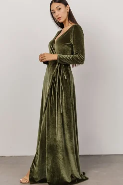 Discount Baltic Born Esmerelda Velvet Wrap Maxi Dress | Olive
