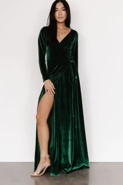 Clearance Baltic Born Esmerelda Velvet Wrap Maxi Dress | Forest