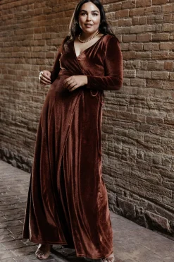Clearance Baltic Born Esmerelda Velvet Wrap Maxi Dress | Bronze