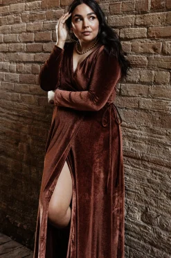 Clearance Baltic Born Esmerelda Velvet Wrap Maxi Dress | Bronze