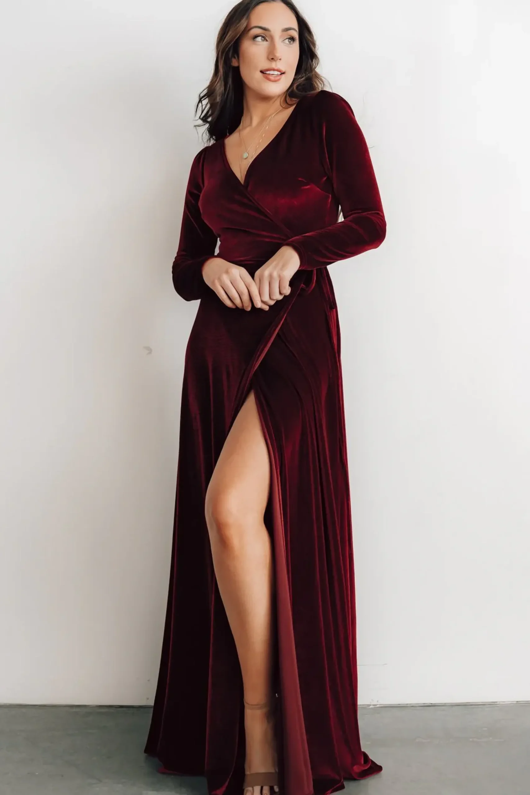 Outlet Baltic Born Esmerelda Velvet Wrap Maxi Dress | Merlot