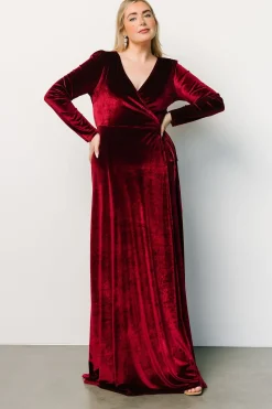 Outlet Baltic Born Esmerelda Velvet Wrap Maxi Dress | Merlot