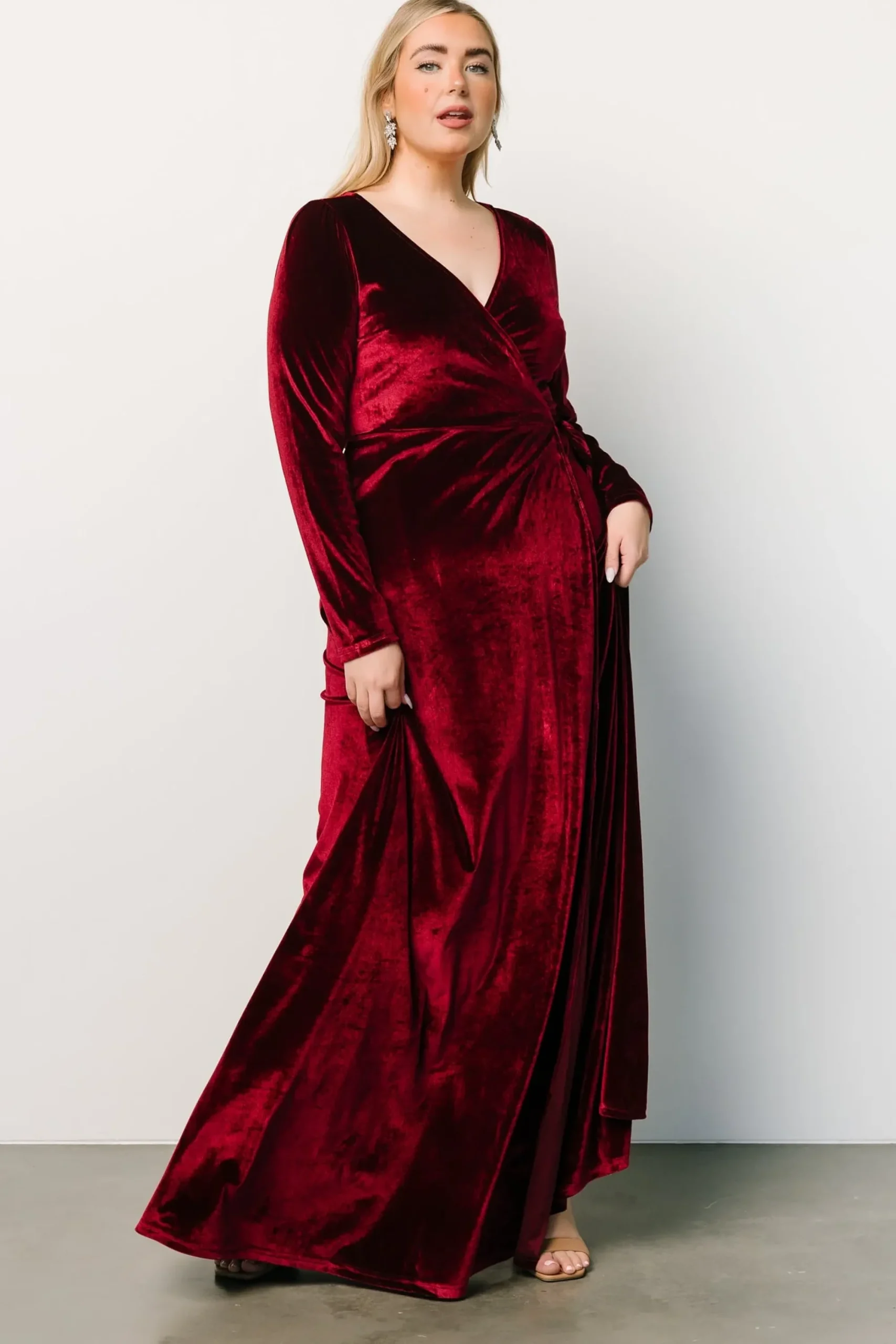 Outlet Baltic Born Esmerelda Velvet Wrap Maxi Dress | Merlot