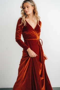 Fashion Baltic Born Esmerelda Velvet Wrap Maxi Dress | Rust