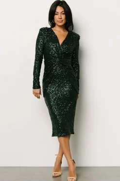 New Baltic Born Estrella Sequin Midi Dress | Dark Green
