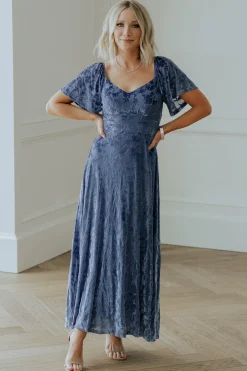 Sale Baltic Born Everley Velvet Maxi Dress | Whisper Blue