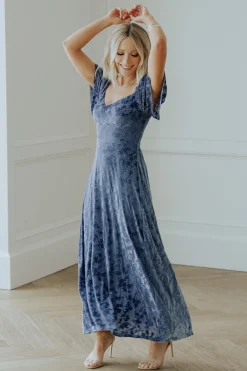 Sale Baltic Born Everley Velvet Maxi Dress | Whisper Blue