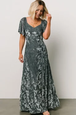 Discount Baltic Born Everley Velvet Maxi Dress | Dusty Blue