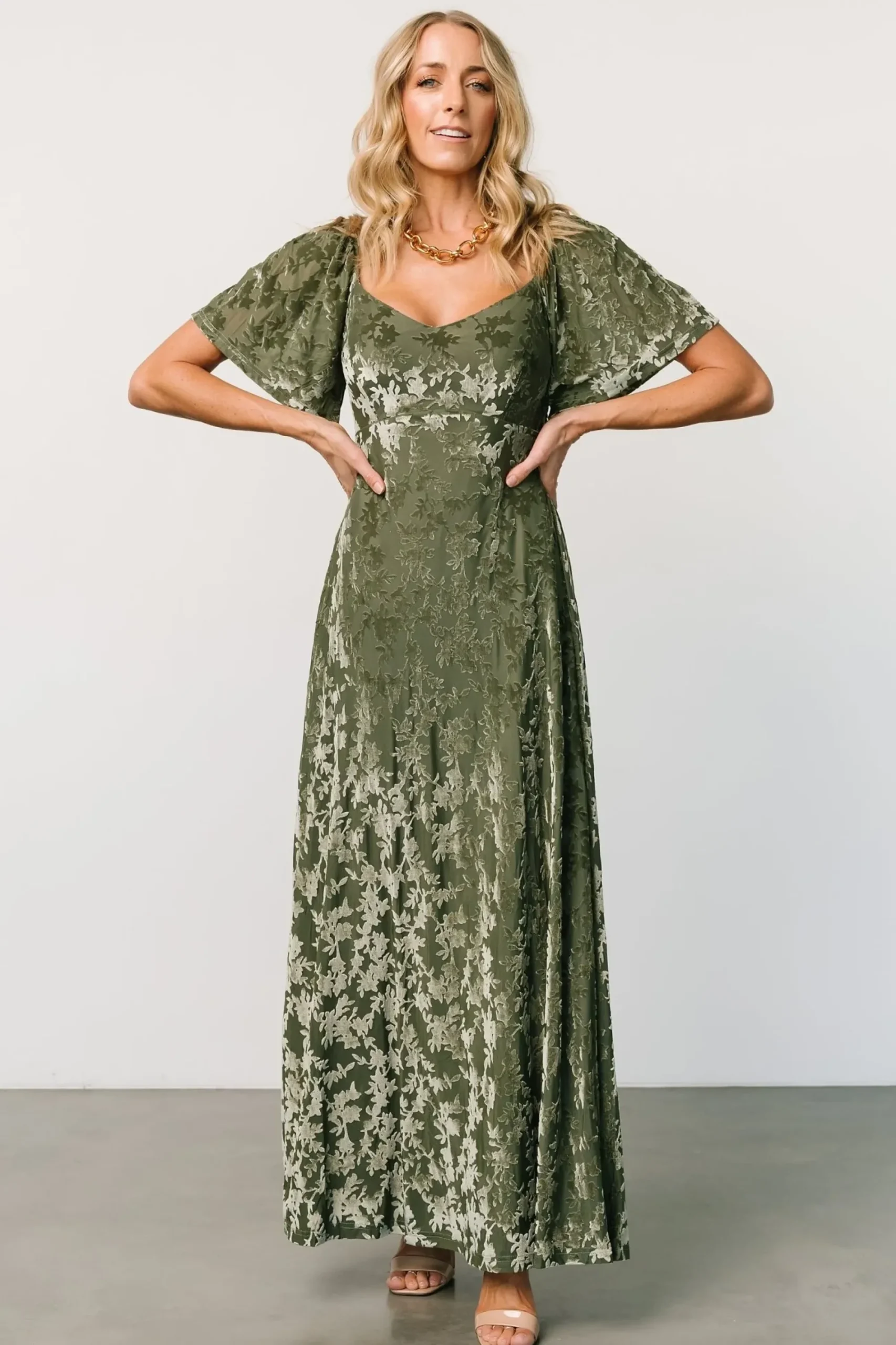 Fashion Baltic Born Everley Velvet Maxi Dress | Dark Sage