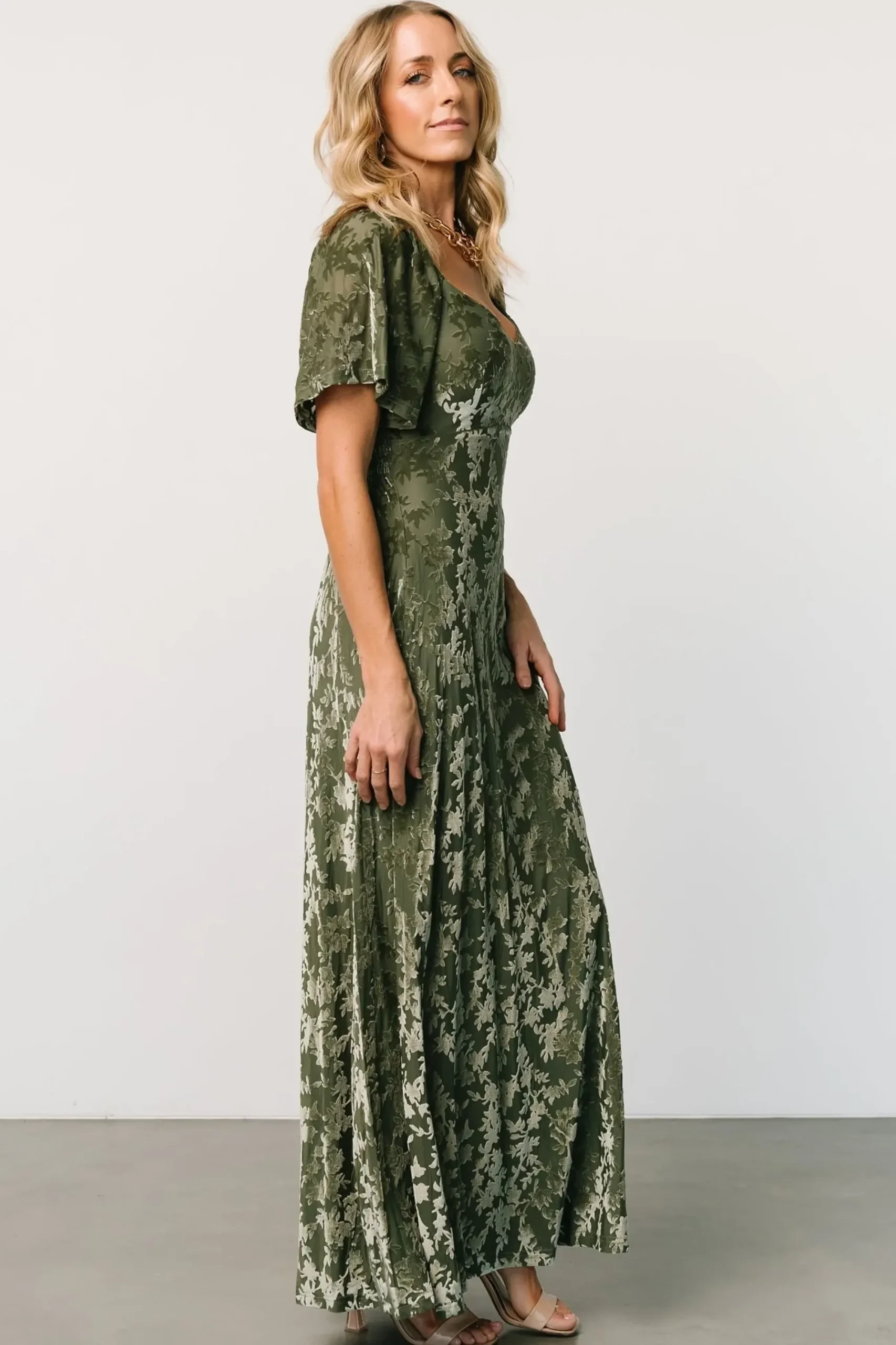 Fashion Baltic Born Everley Velvet Maxi Dress | Dark Sage