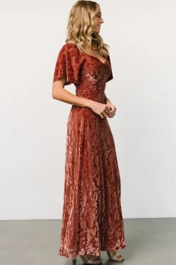 Discount Baltic Born Everley Velvet Maxi Dress | Cinnamon