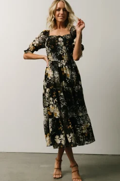 Discount Baltic Born Fabian Jacquard Midi Dress | Black Floral