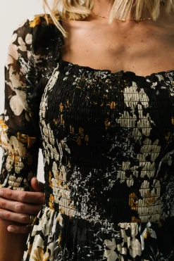 Discount Baltic Born Fabian Jacquard Midi Dress | Black Floral