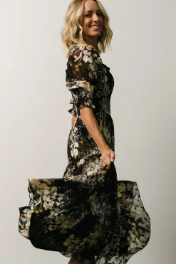 Discount Baltic Born Fabian Jacquard Midi Dress | Black Floral