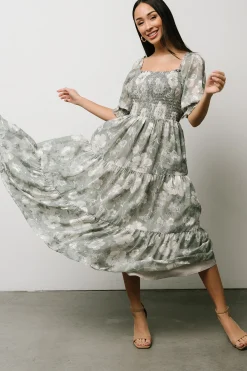 Outlet Baltic Born Fabian Jacquard Midi Dress | Dusty Sage