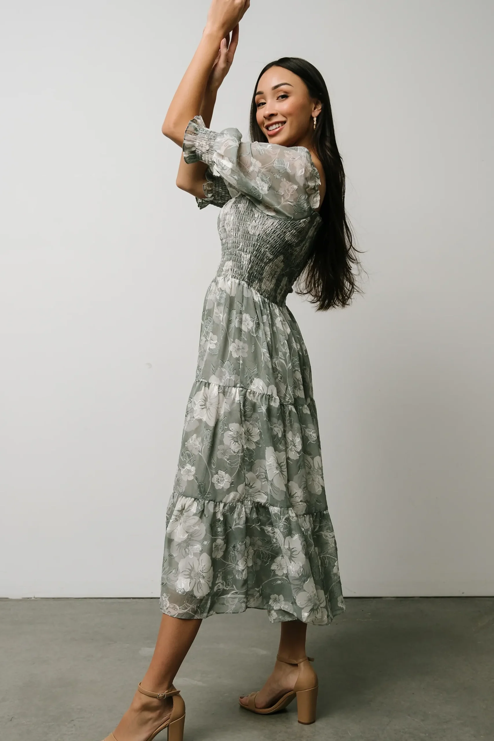 Outlet Baltic Born Fabian Jacquard Midi Dress | Dusty Sage