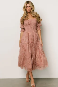 Clearance Baltic Born Fabian Jacquard Midi Dress | Mauve + Gold