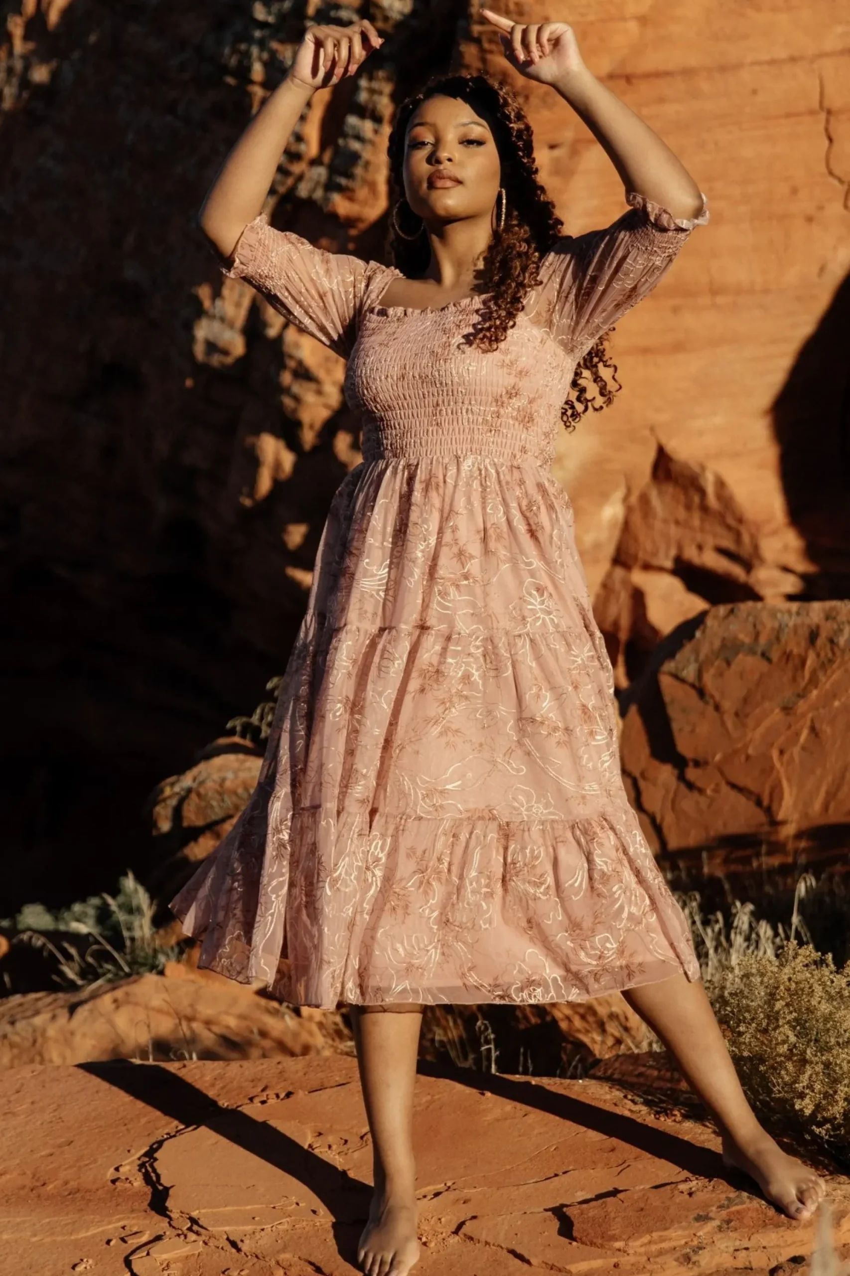 Clearance Baltic Born Fabian Jacquard Midi Dress | Mauve + Gold