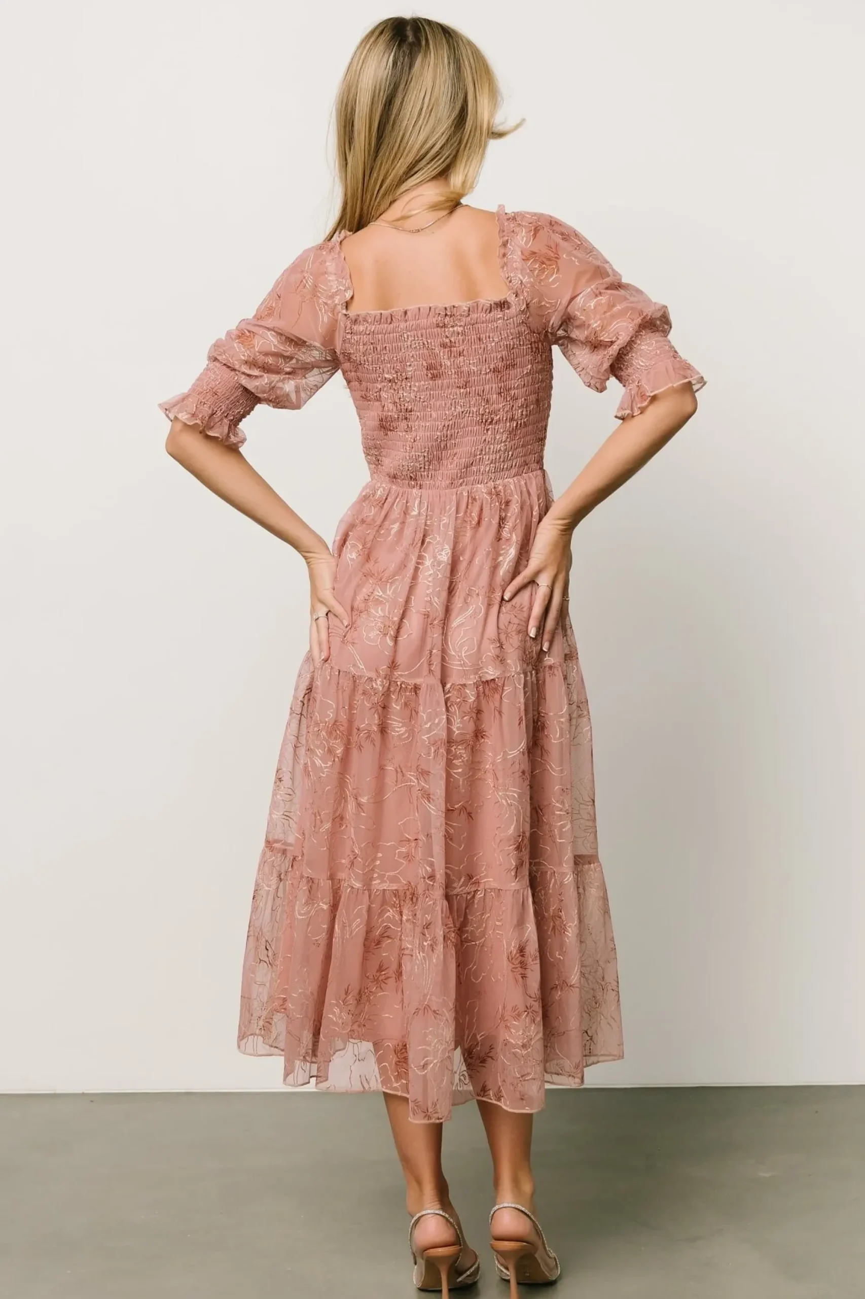 Clearance Baltic Born Fabian Jacquard Midi Dress | Mauve + Gold