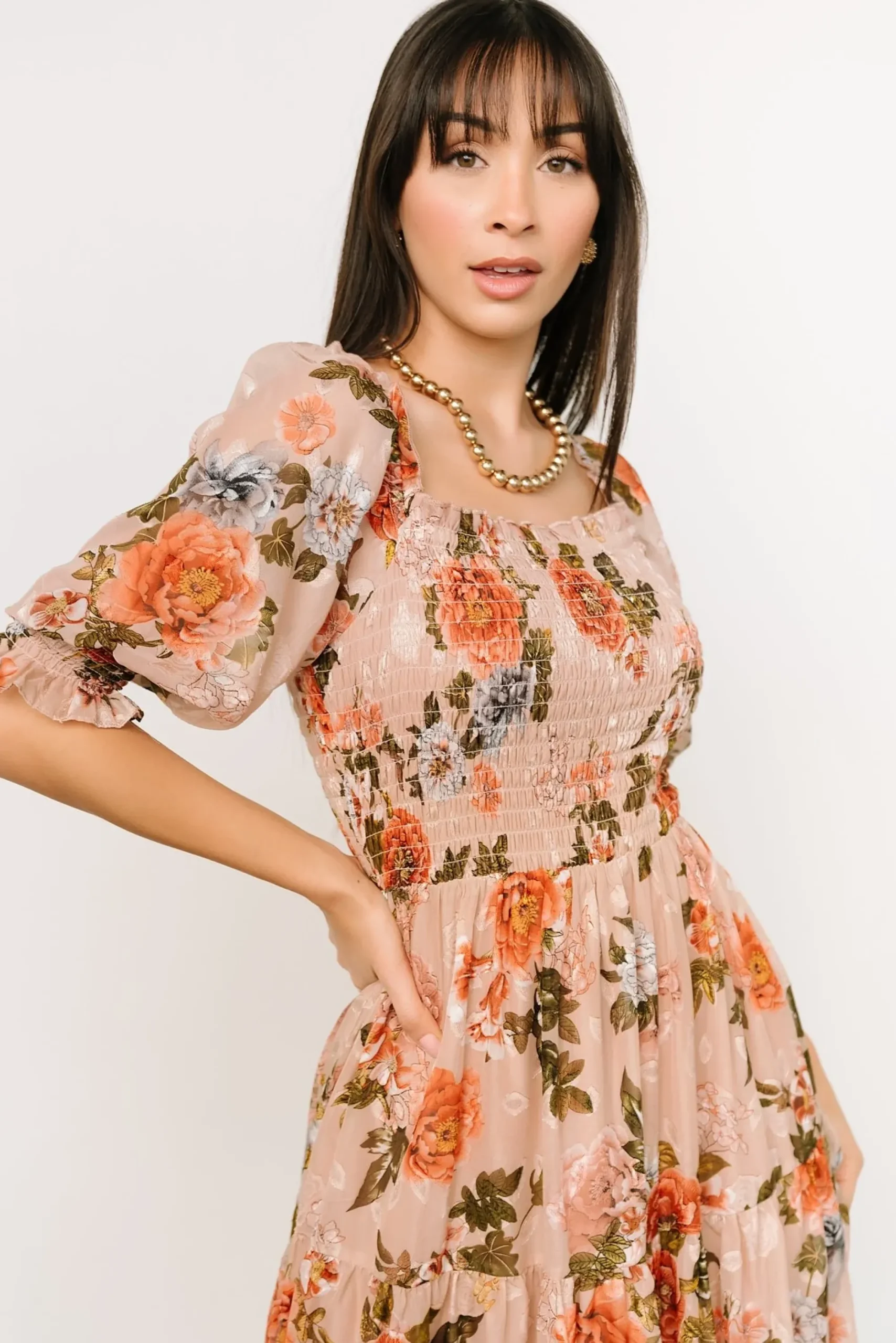 Fashion Baltic Born Fabian Jacquard Midi Dress | Dusty Mauve Multi