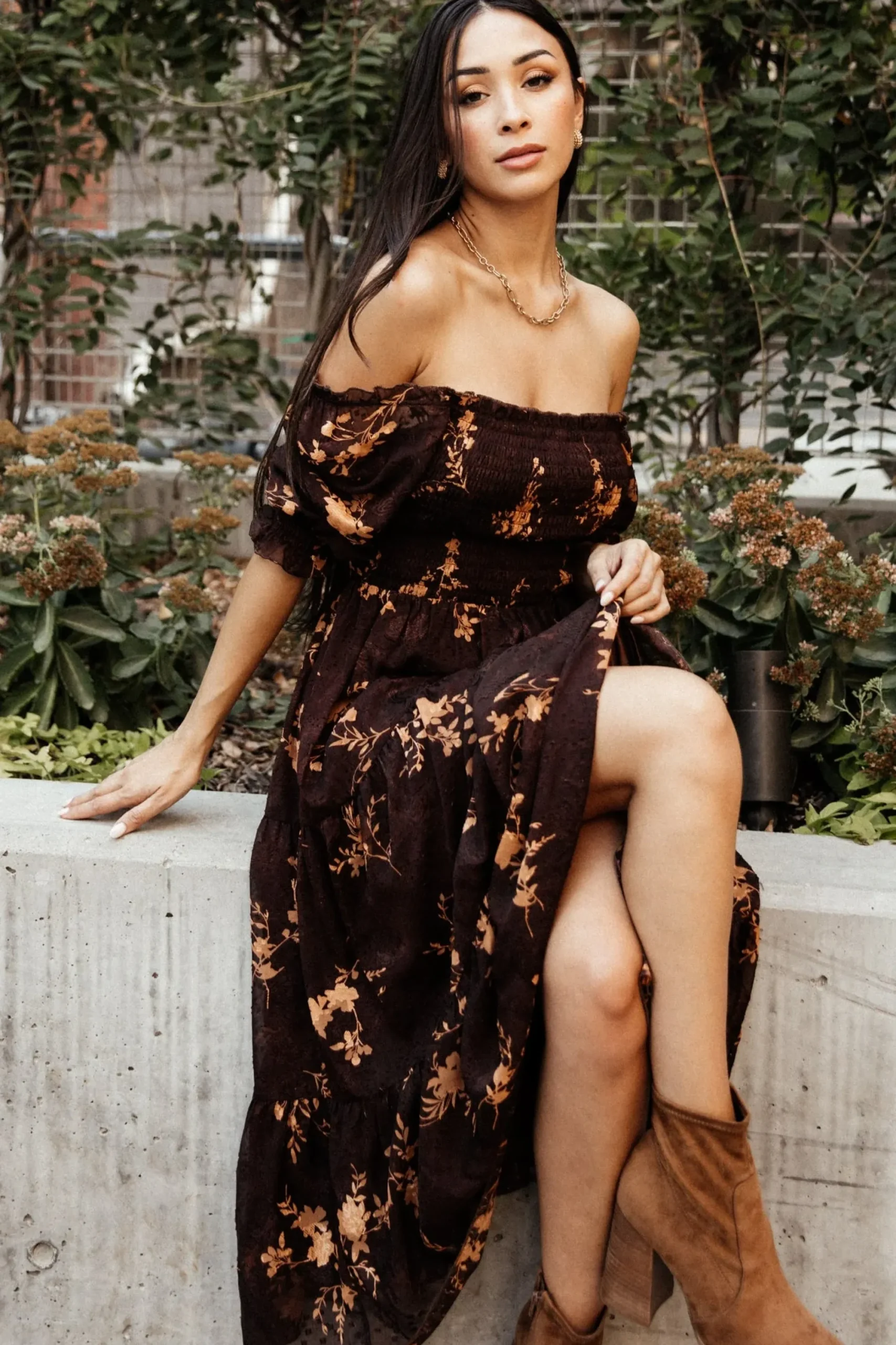 Best Baltic Born Fabian Jacquard Midi Dress | Mahogany Floral