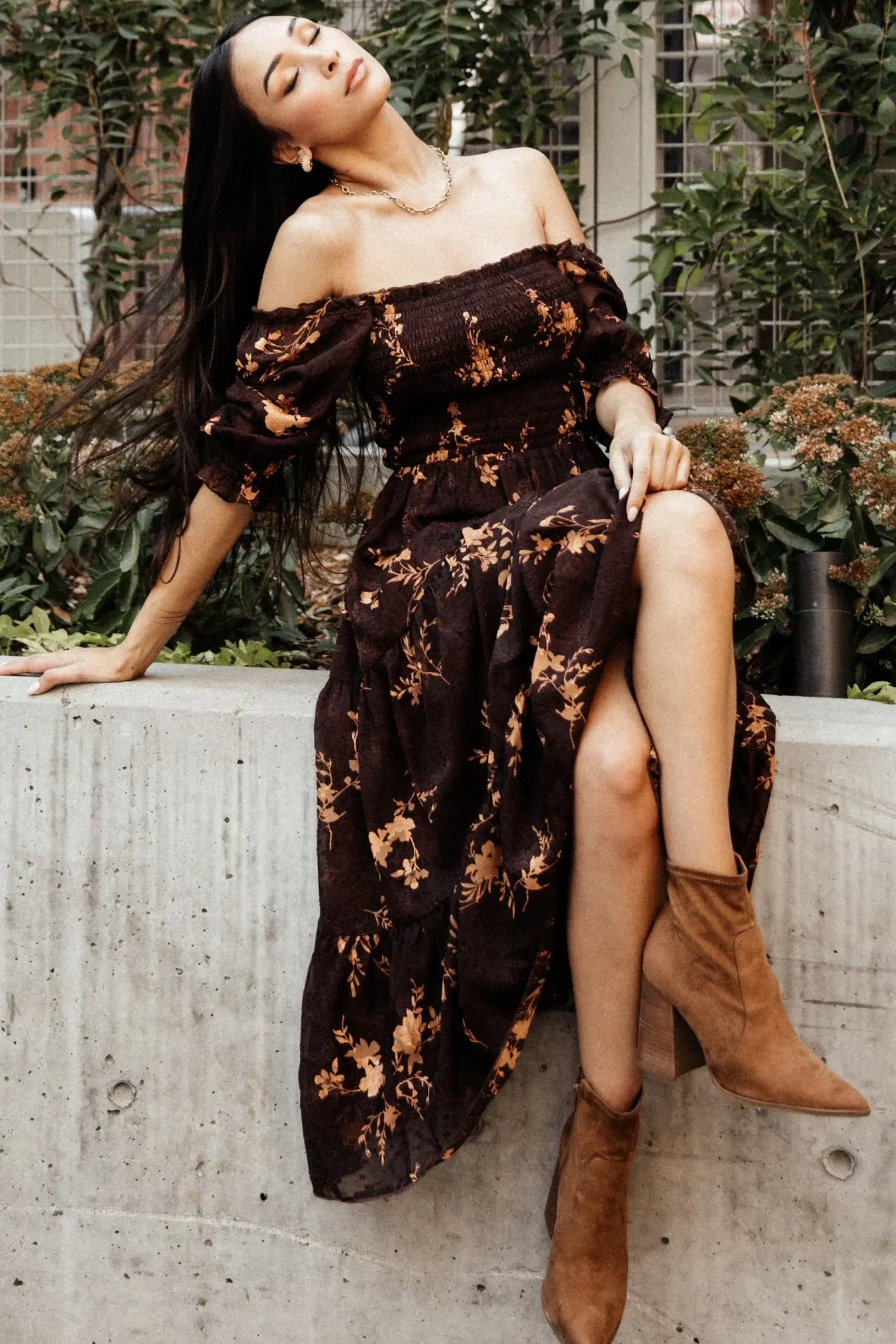 Best Baltic Born Fabian Jacquard Midi Dress | Mahogany Floral