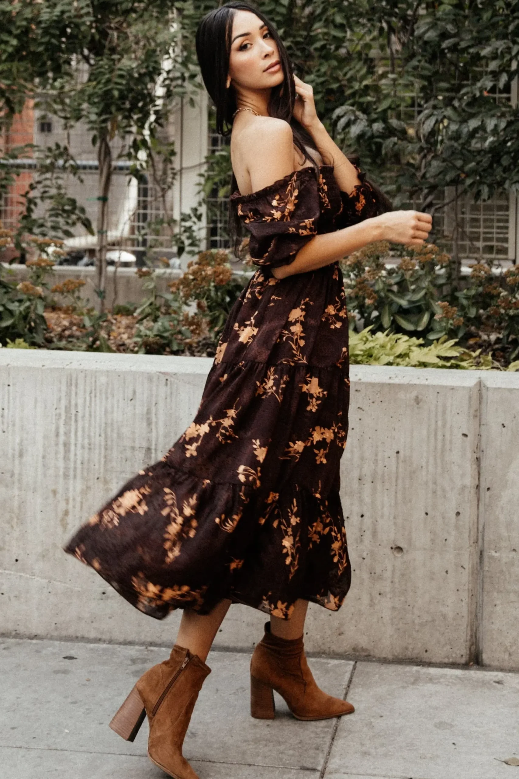 Best Baltic Born Fabian Jacquard Midi Dress | Mahogany Floral