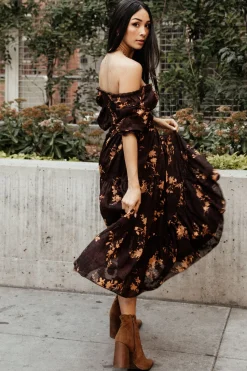 Best Baltic Born Fabian Jacquard Midi Dress | Mahogany Floral