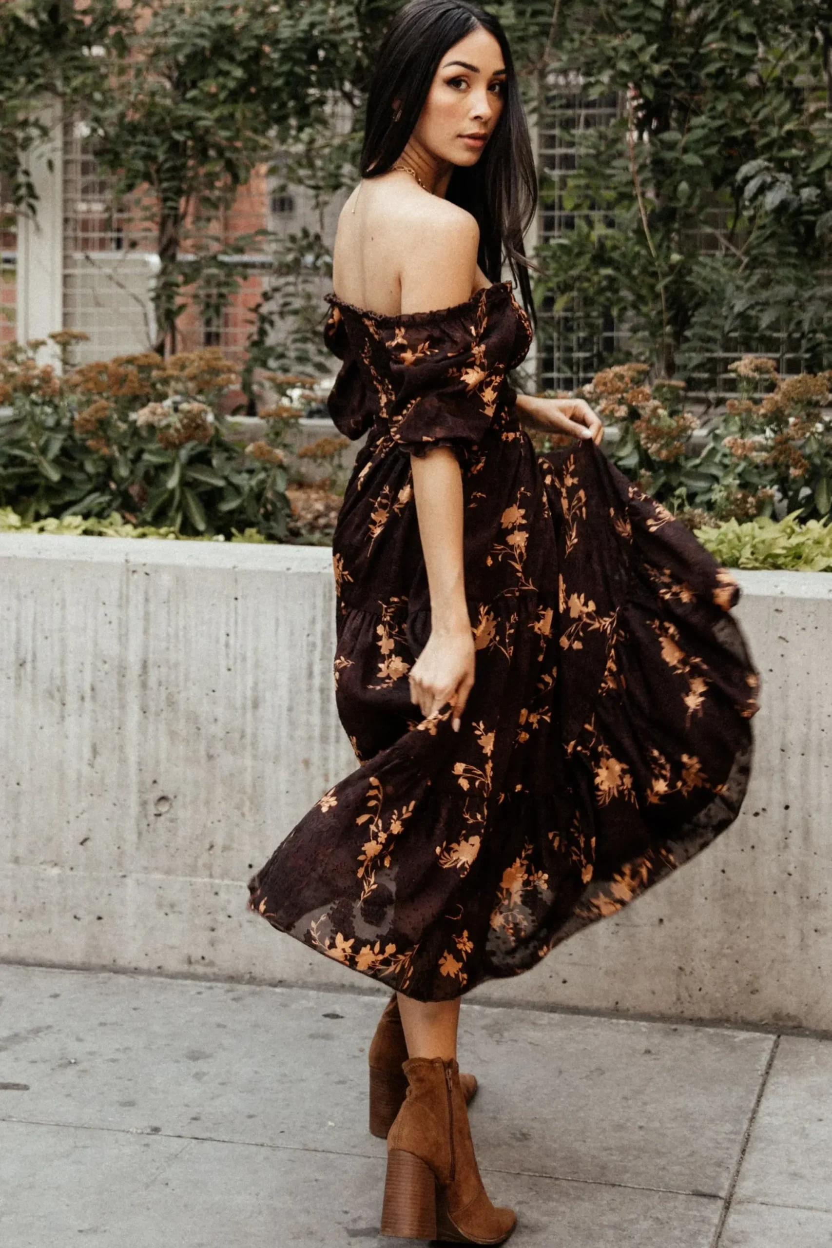 Best Baltic Born Fabian Jacquard Midi Dress | Mahogany Floral